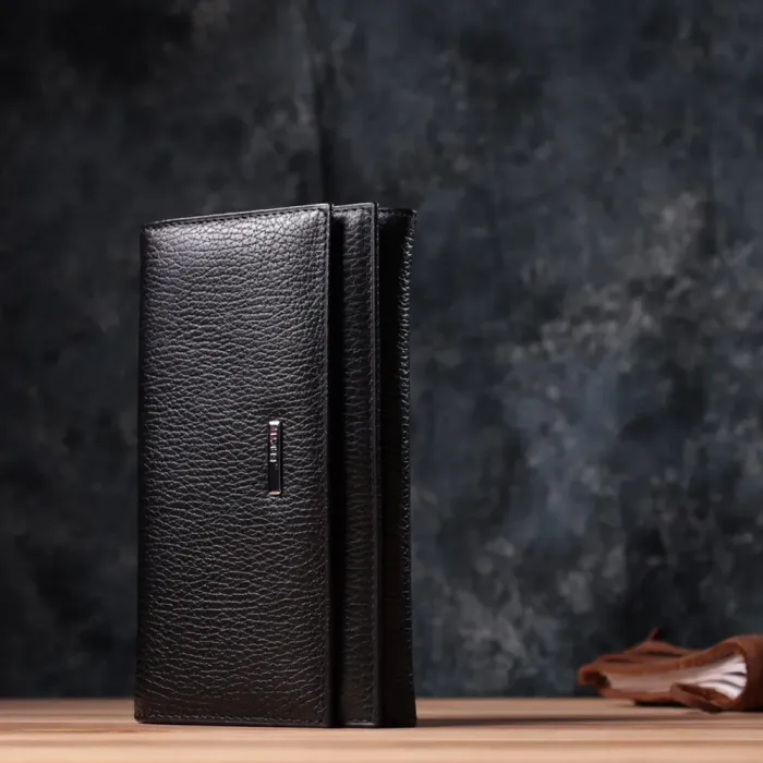 Місткий жіночий гаманець з натуральної шкіри KARYA 22859 Чорний