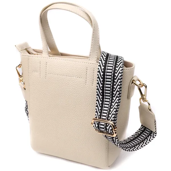 Сумка для жінок із натуральної шкіри з модним трапецієподібним кроєм Vintage 22917 Білий