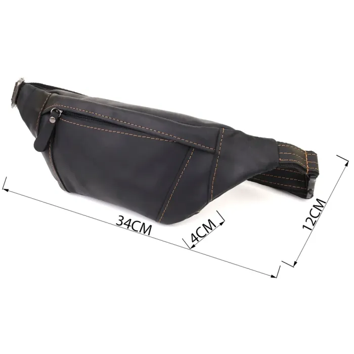 Стильна сумка-бананка для чоловіків із натуральної вінтажної шкіри Shvigel 23120 Чорний