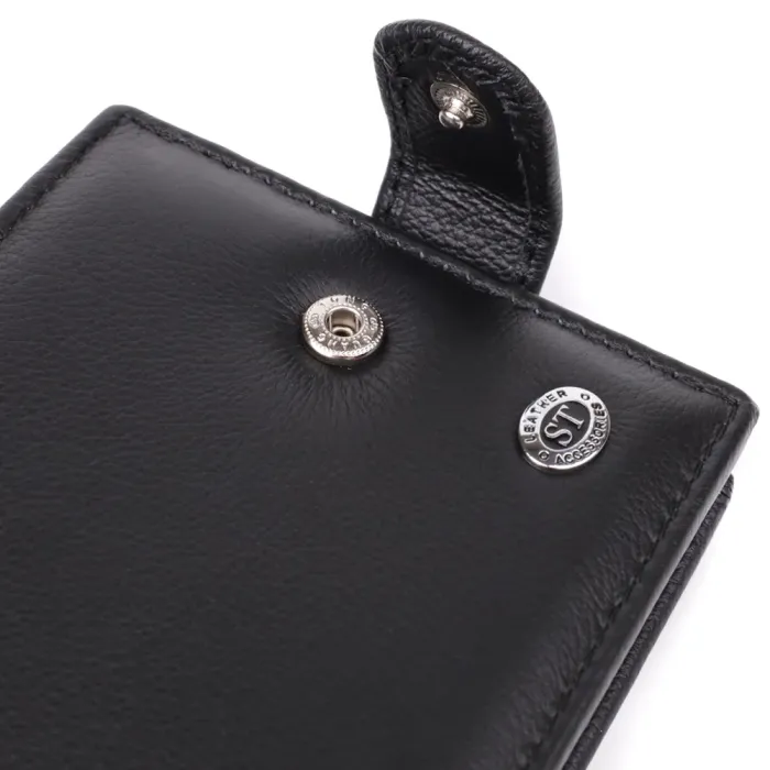 Місткий чоловічий гаманець горизонтального формату з натуральної шкіри ST Leather 23090 Чорний