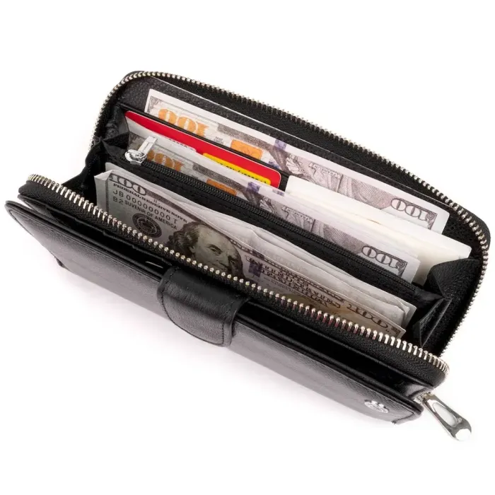 Вертикальный вместительный кошелек из кожи унисекс ST Leather 19300 Черный