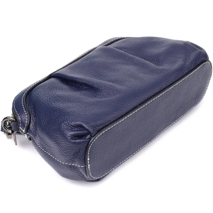 Жіноча шкіряна сумка з ефектним драпіруванням Vintage 22897 Синій