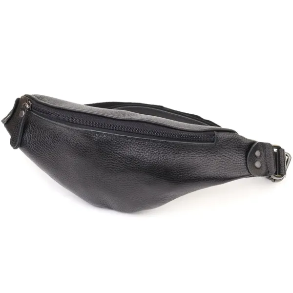 Зручна сумка бананка для чоловіків із зернистої натуральної шкіри Shvigel 23136 Чорний