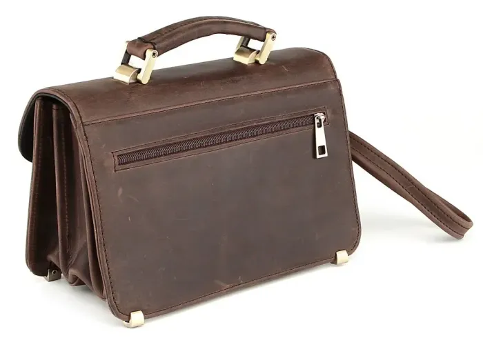 Барсетка SHVIGEL 00528 із вінтажної шкіри Коричнева