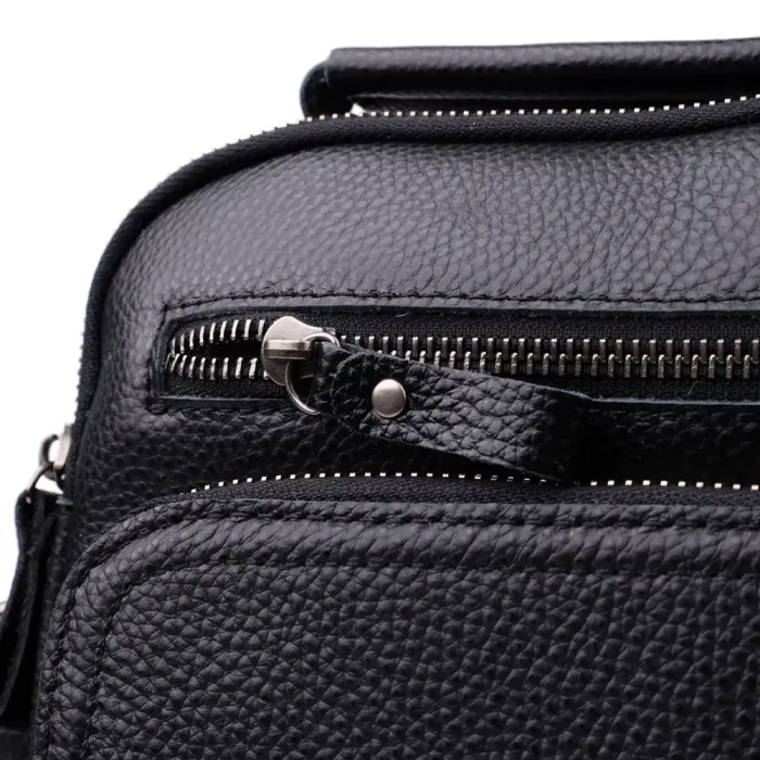 Ділова чоловіча сумка з ручкою для перенесення в руці з натуральної шкіри Vintage 23034 Чорний