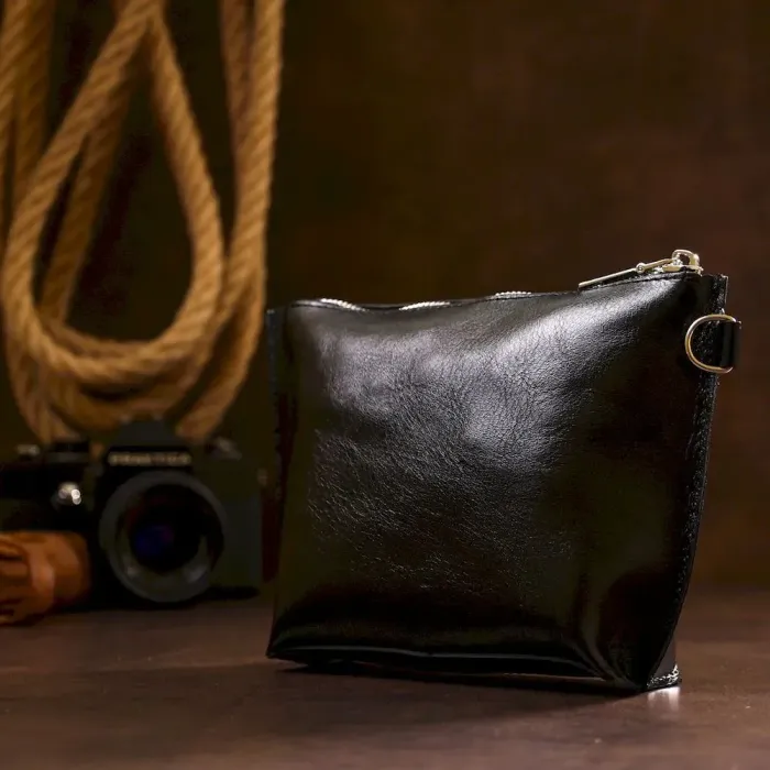 Зручна шкіряна косметичка Shvigel 16409 Чорний