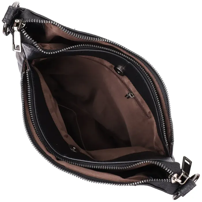 Практична жіноча сумка з двома ремінцями з натуральної шкіри Vintage 23053 Чорний