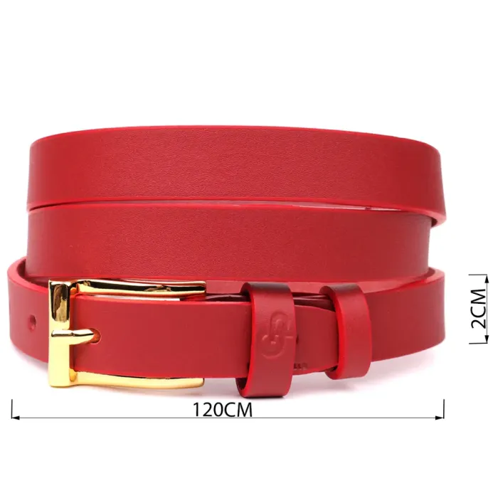 Яскравий тонкий шкіряний ремінь для жінок GRANDE PELLE 22951 Червоний