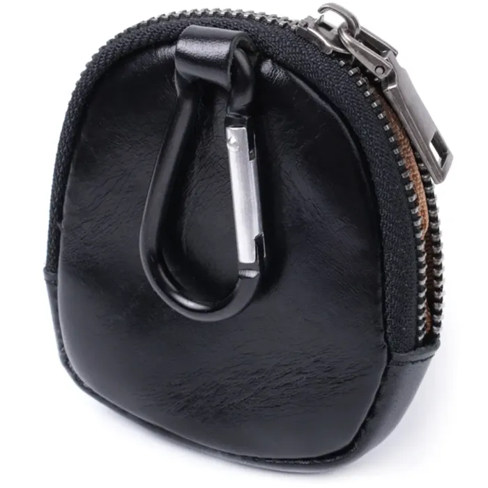 Гаманець для монет компактного розміру з натуральної шкіри Vintage 15081 Чорний