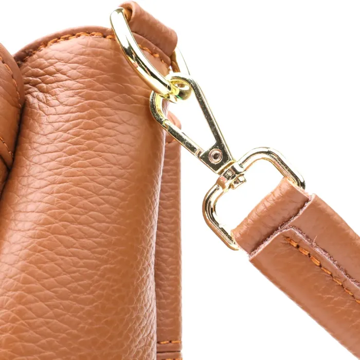 Практична жіноча сумка на три відділення з натуральної шкіри 15123 Vintage Рудий