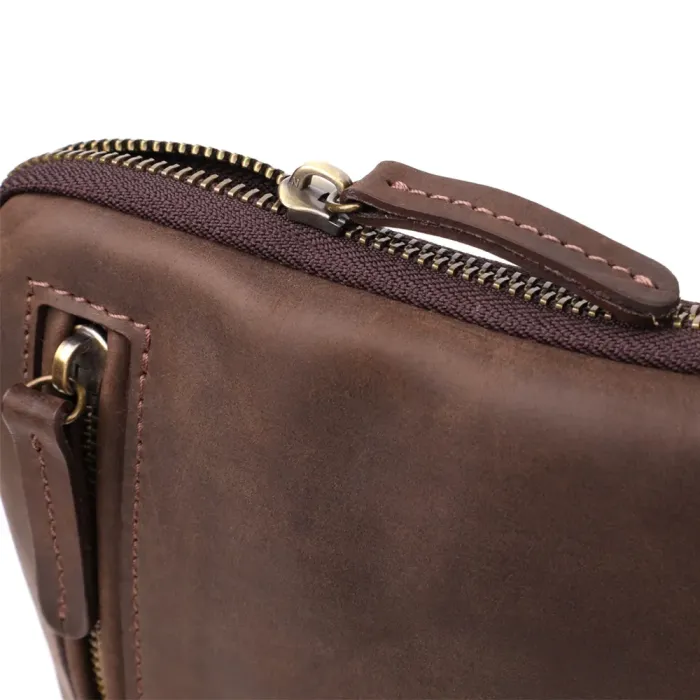 Практична сумка для чоловіків на плече з натуральної вінтажної шкіри Shvigel 23149 Коричневий