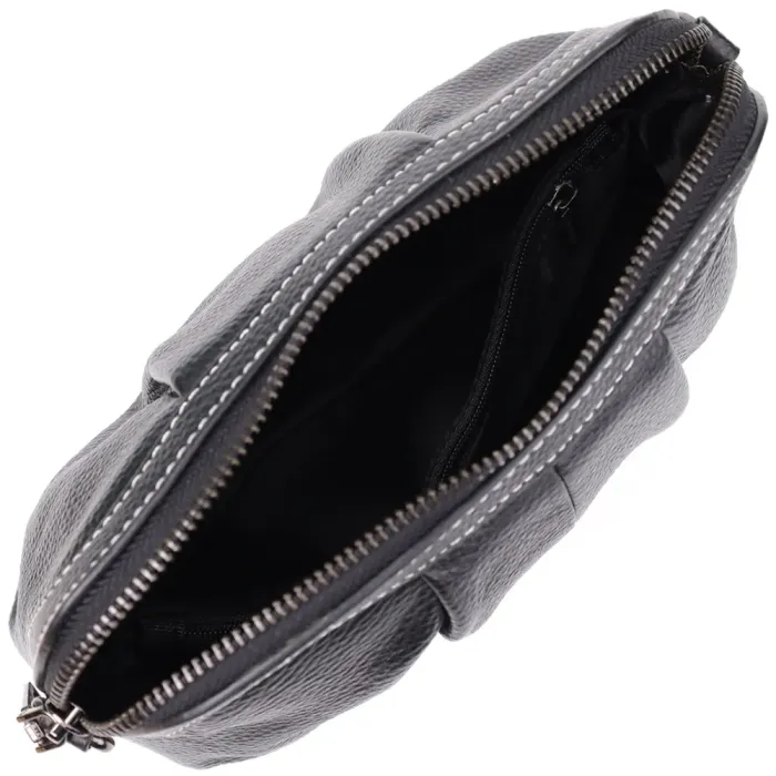 Жіноча сумка з м'якої натуральної шкіри з акцентом на драпірування Vintage 22896 Чорний