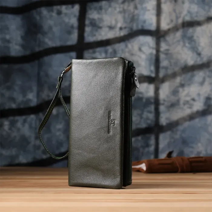 Зручний гаманець для жінок з ременем з натуральної шкіри ST Leather 23104 Зелений