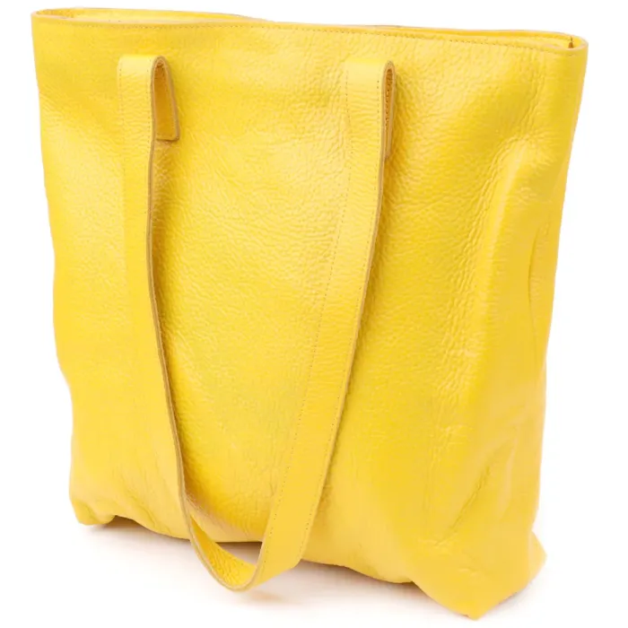 Місткий жіночий шоппер із натуральної шкіри Shvigel 15156 Жовтий
