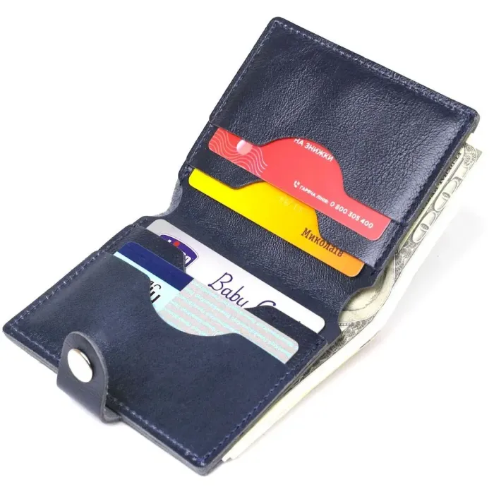 Зручний портмоне з натуральної шкіри Shvigel 16507 Синій