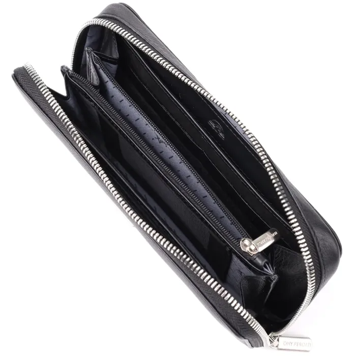 Практичний жіночий гаманець на одне відділення із зернистої натуральної шкіри Tony Perotti 20863_1 (3622 nero) Чорний