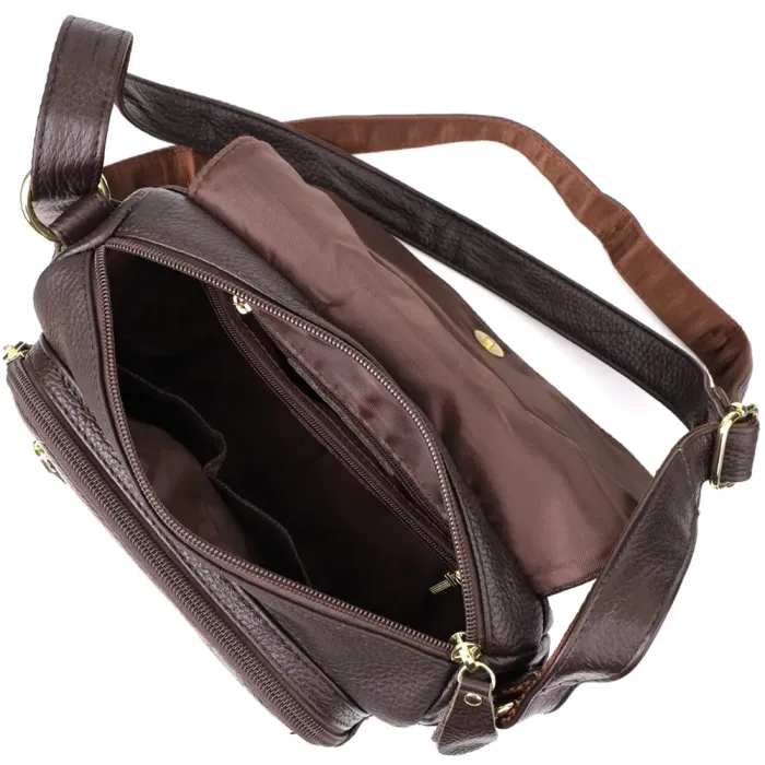 Сумка з натуральної шкіри для стильних жінок Vintage 22973 Коричневий