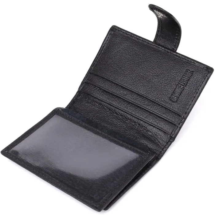 Компактний чоловічий гаманець вертикального формату з натуральної шкіри ST Leather 23095 Чорний