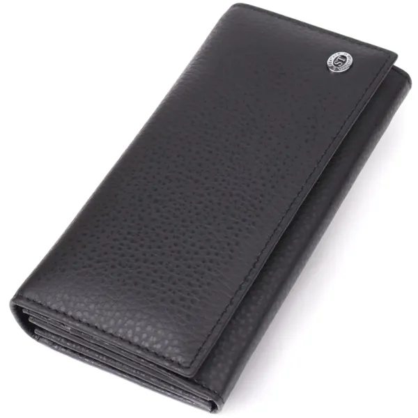 Жіночий вертикальний гаманець із натуральної шкіри ST Leather 23084 Чорний