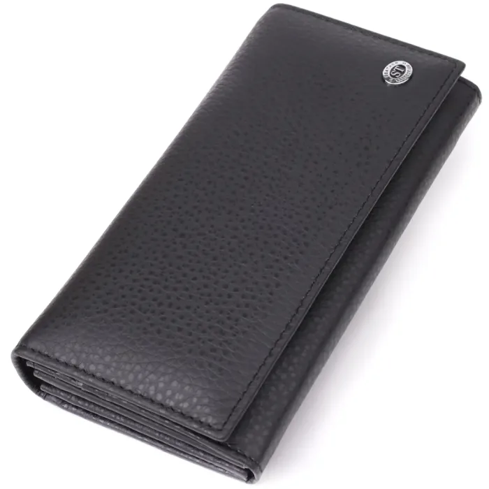 Жіночий вертикальний гаманець із натуральної шкіри ST Leather 23084 Чорний
