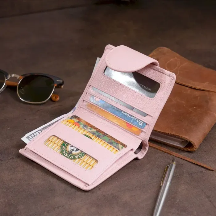 Маленький гаманець з монетницею позаду жіночий ST Leather 19267 Рожевий