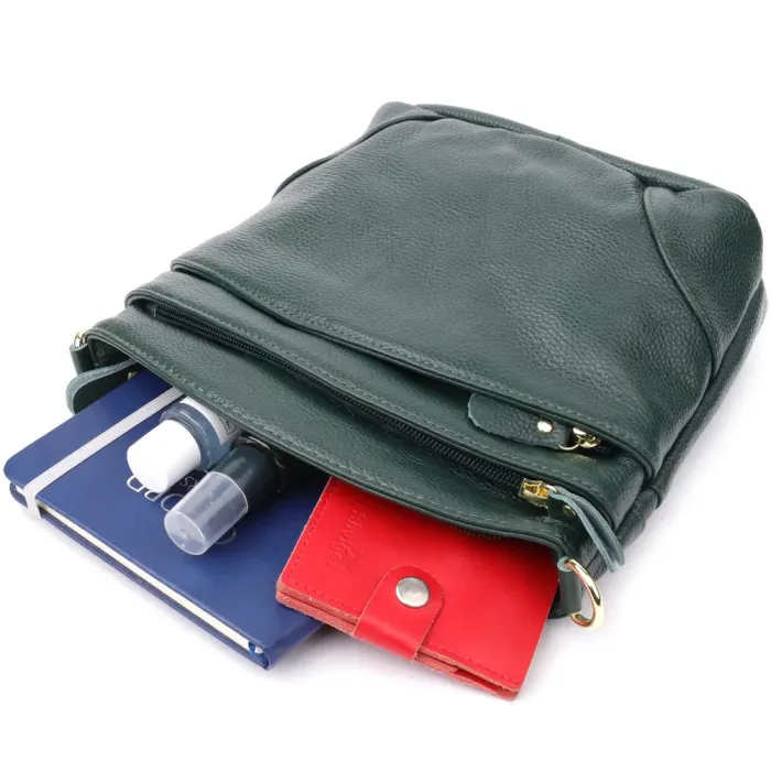 Компактна жіноча сумка з натуральної шкіри 15120 Vintage Зелений