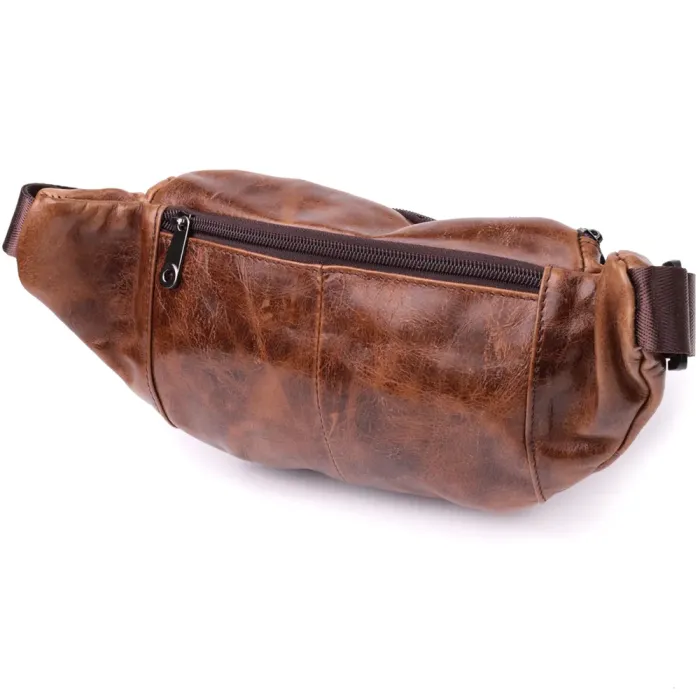 Бананка для чоловіків у вінтажному стилі з натуральної шкіри Vintage 15106 Коричневий