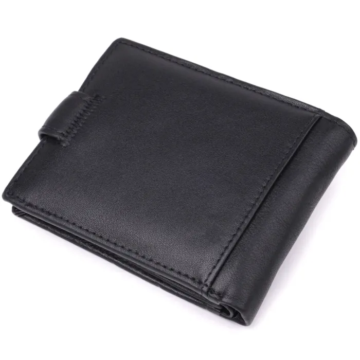 Місткий чоловічий гаманець з натуральної шкіри Vintage 15102 Чорний