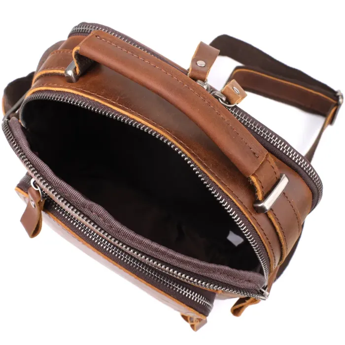 Чоловіча ділова сумка з ручкою для перенесення в руці з натуральної шкіри Vintage 23033 Коричневий