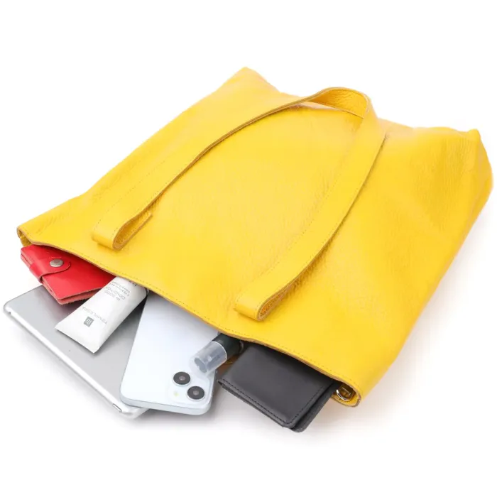 Місткий жіночий шоппер із натуральної шкіри Shvigel 15156 Жовтий