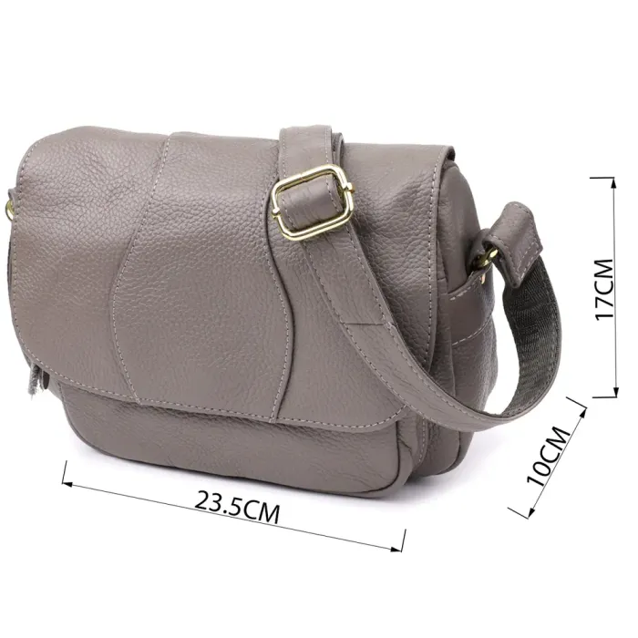 Практична сумка з натуральної шкіри для стильних жінок Vintage 22974 Сірий