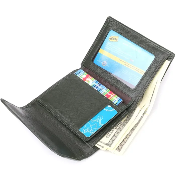 Стильний гаманець середнього розміру із натуральної шкіри ST Leather 23075 Зелений