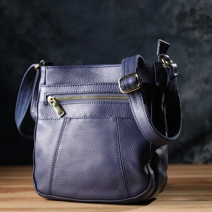 Вертикальна сумка жіноча з натуральної шкіри 15121 Vintage Синій