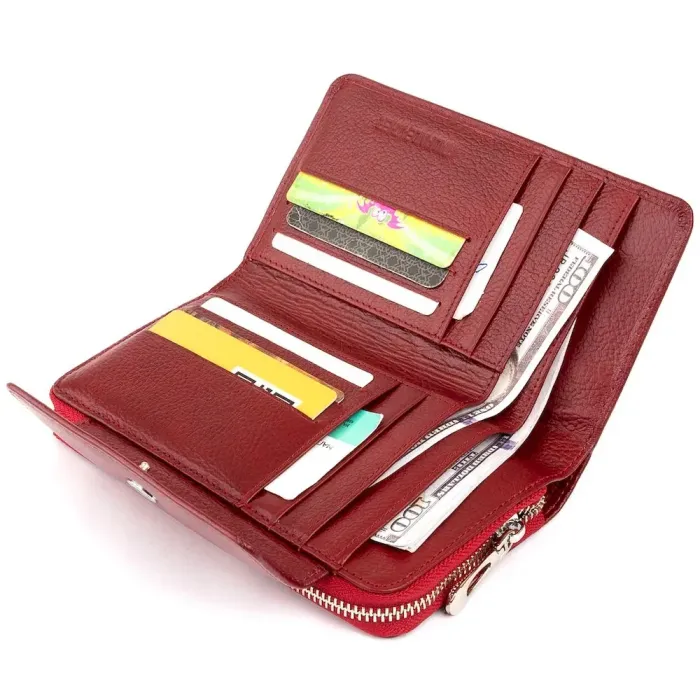 Гаманець зі шкіри на клямці ST Leather 19341 Бордовий