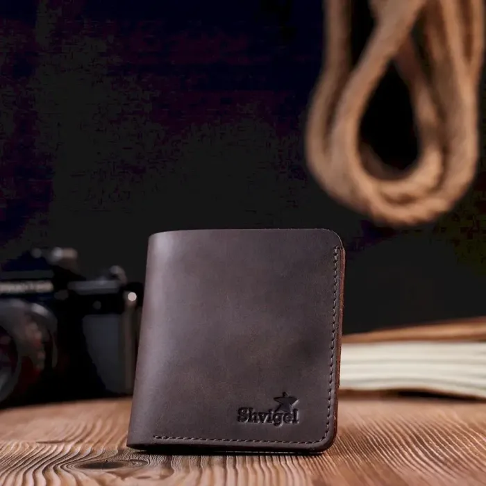 Урожай шкіряний портмоне Shvigel 16601 Коричневий