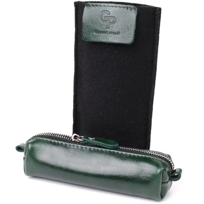 Практична ключниця з натуральної гладкої шкіри GRANDE PELLE 22943 Зелений