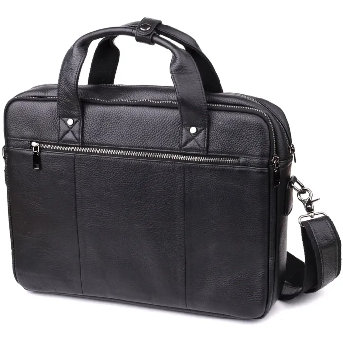 Місткий портфель для чоловіків з натуральної шкіри Vintage 23043 Чорний
