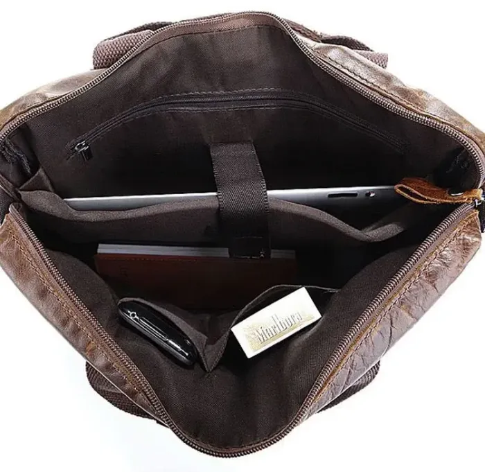 Шкіряна сумка для документа з відділенням для нетбука Vintage 14059 Коричнева