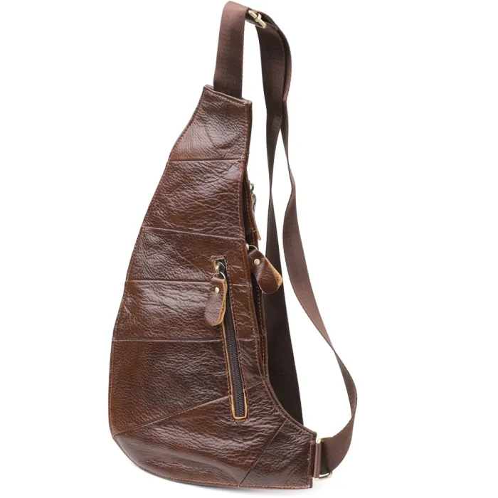 Сумка для чоловіків з великою кількістю кишень із натуральної шкіри Vintage 22956 Коричневий