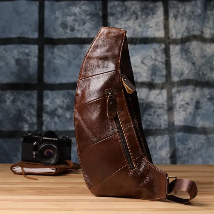 Практична чоловіча сумка з великою кількістю кишень із натуральної шкіри Vintage 22962 Коричневий