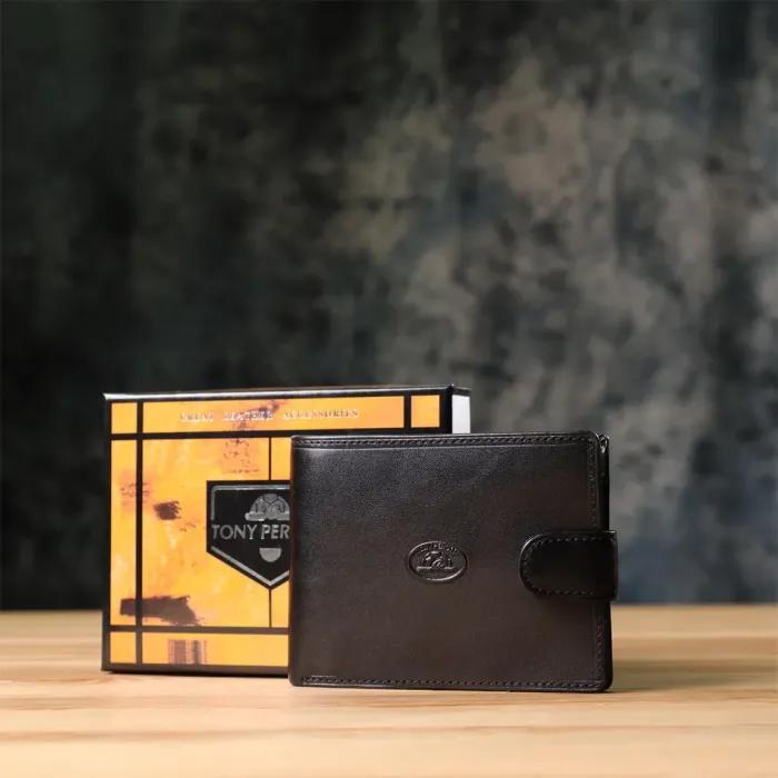 Гаманець чоловічий з гладкої натуральної шкіри Tony Perotti 20853_1 (396A-Q nero) Чорний
