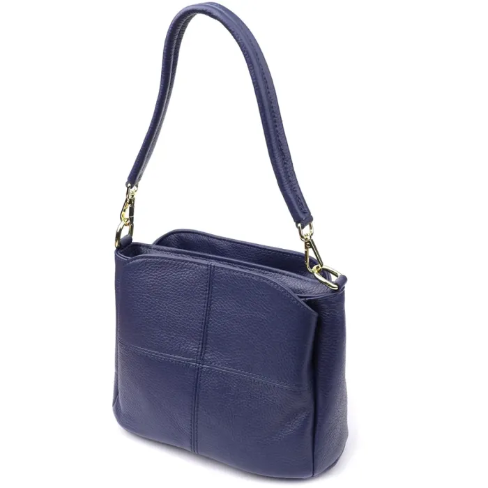Жіноча сумка з натуральної шкіри з трьома відділеннями Vintage 22976 Синій