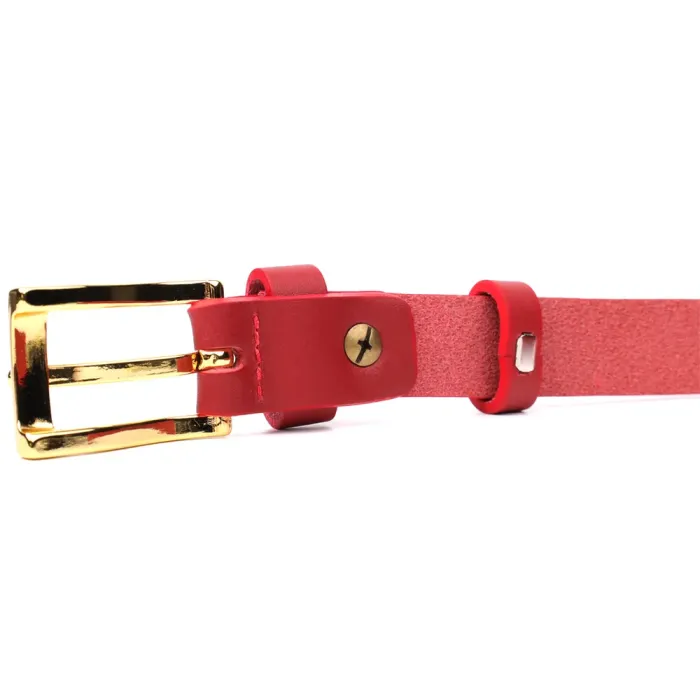 Яскравий тонкий шкіряний ремінь для жінок GRANDE PELLE 22951 Червоний