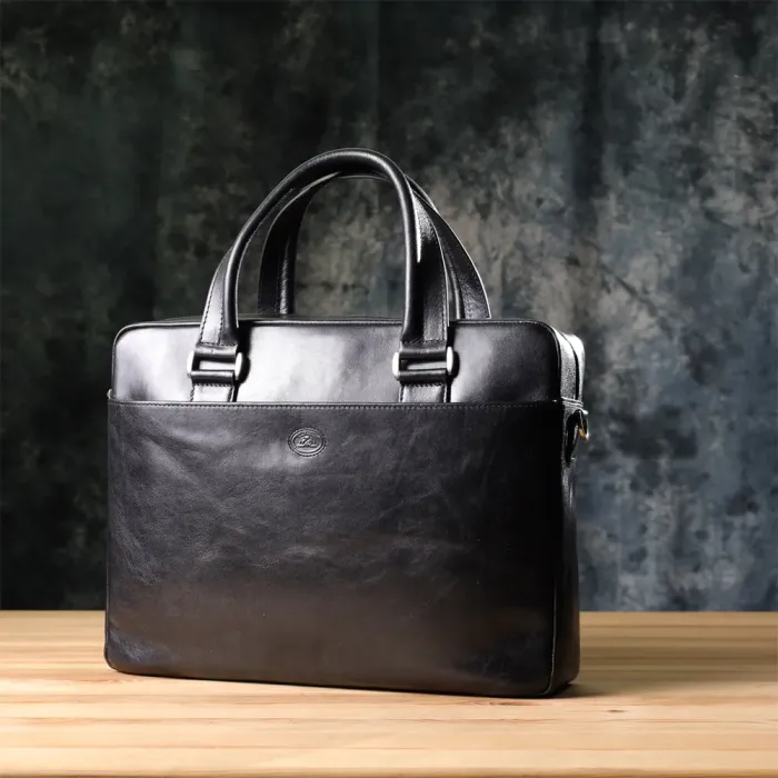 Місткий чоловічий портфель з відділенням для ноутбука з гладкої натуральної шкіри Tony Perotti 20859_1 (9637-38 nero) Чорний