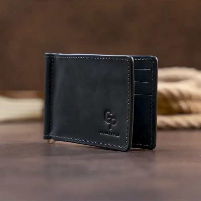 Стильный зажим для денег без застежки GRANDE PELLE 11294 Черный