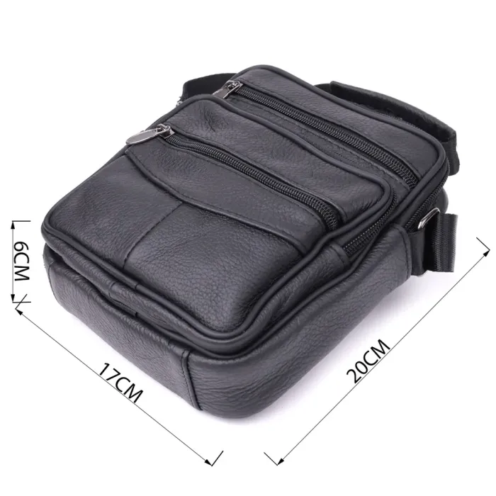 Невелика вертикальна сумка для чоловіків з натуральної шкіри Vintage 15099 Чорний