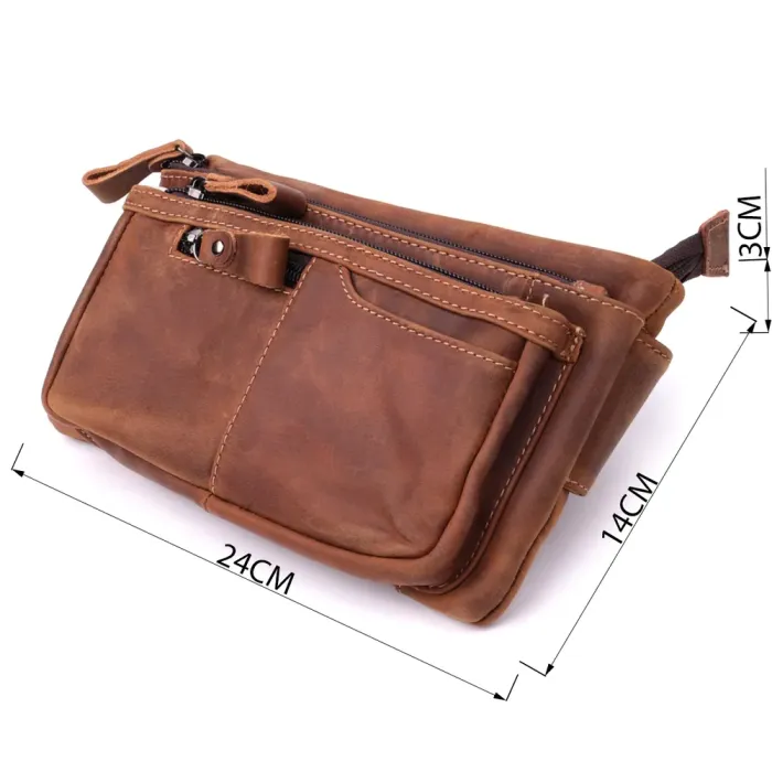 Вінтажна бананка для чоловіків з натуральної шкіри Vintage 15104 Коричневий