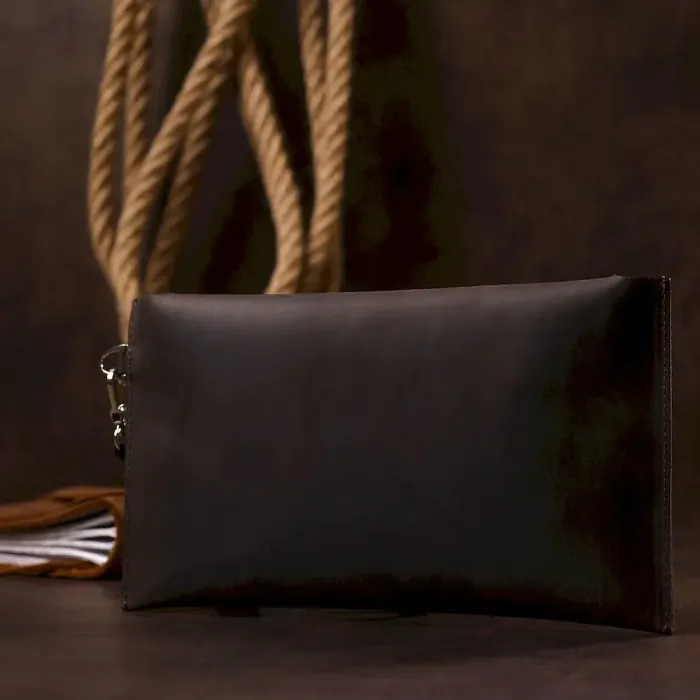 Шкіряна вінтажна тревел-косметичка Shvigel 16428 Коричневий