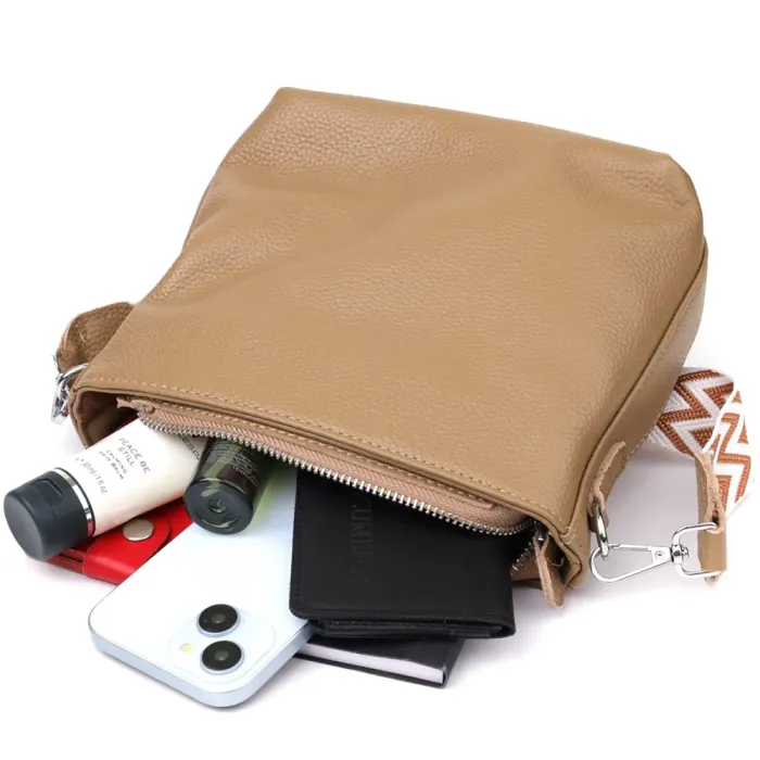 Жіноча шкіряна сумка на плече для повсякденного носіння Vintage 22912 Бежевий