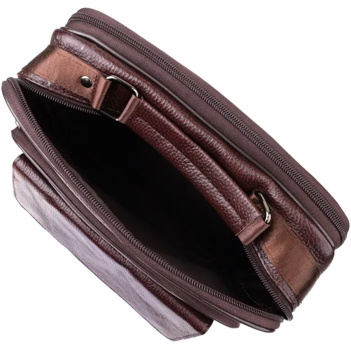 Практична чоловіча сумка з ручкою для перенесення в руці з натуральної шкіри Vintage 23024 Коричневий